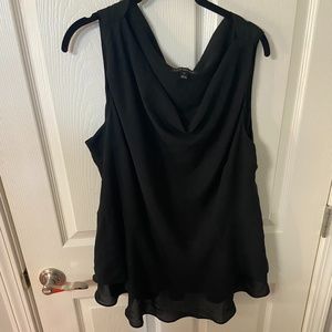 Black Cowl Neck Peplum Swing Blouse